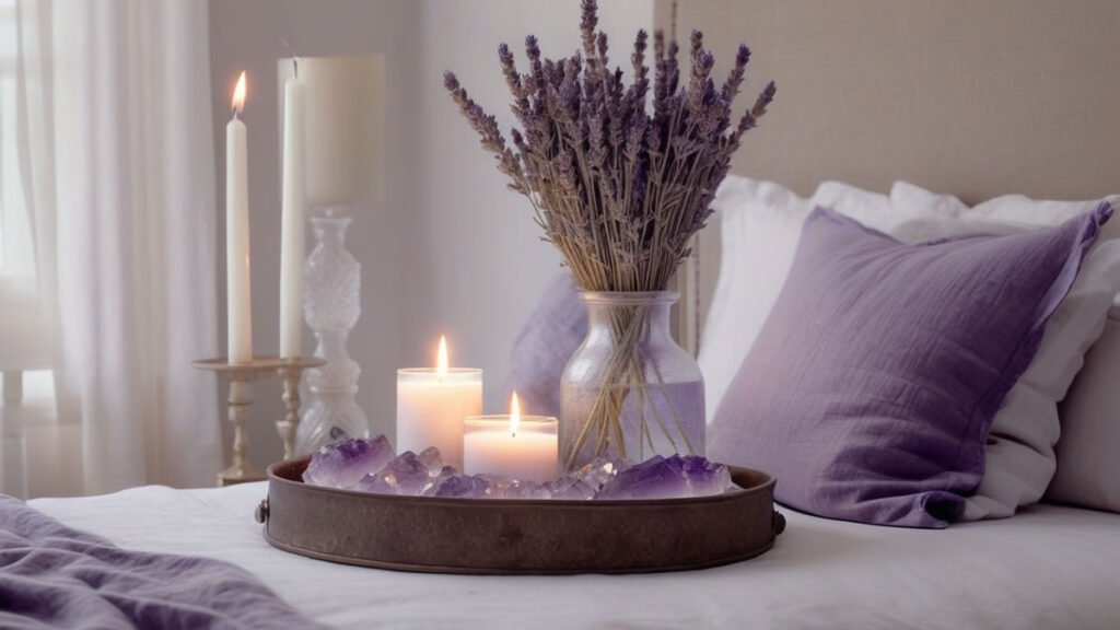  a peaceful bedroom with a large amethyst crystal (1) result
