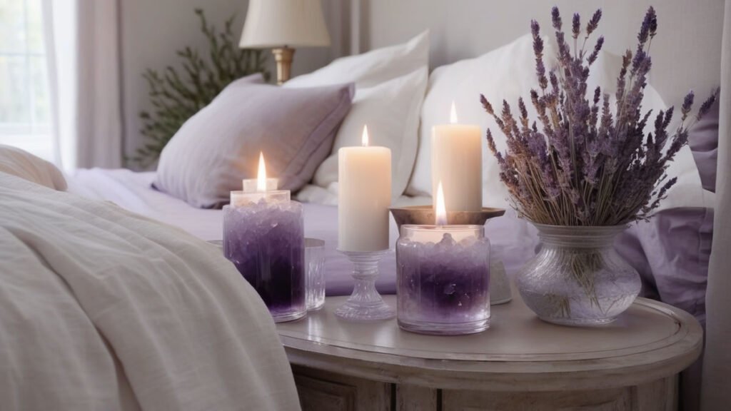  a peaceful bedroom with a large amethyst crystal result