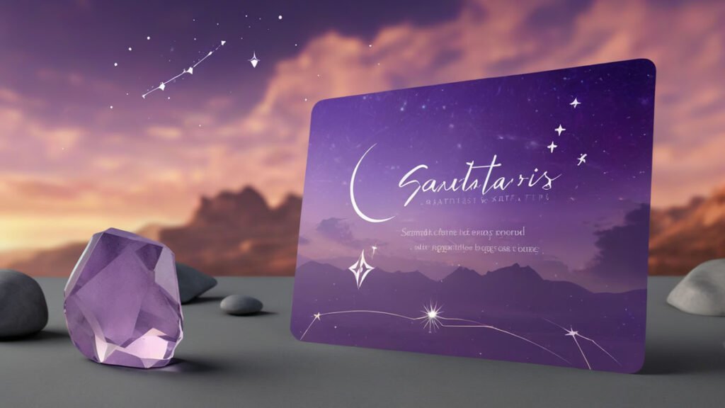 sagittarius zodiac stone card design featuring one result