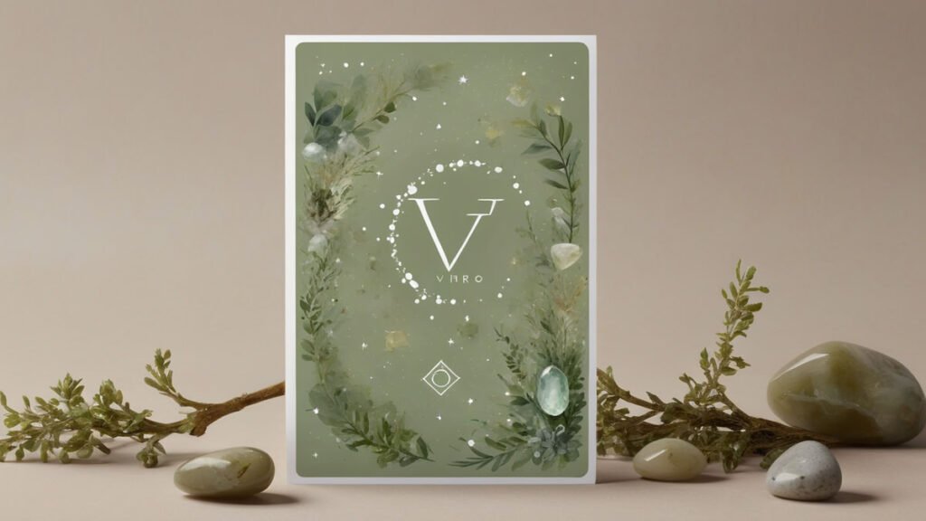 virgo zodiac stone card design featuring one crystal (5) result