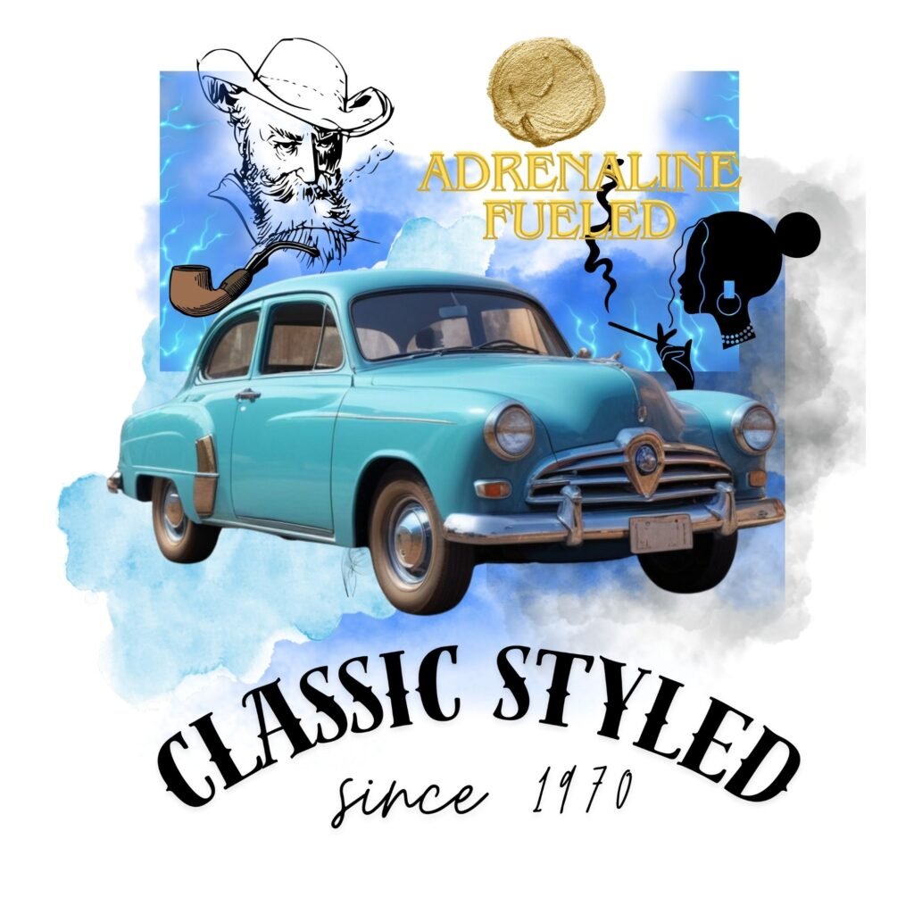 Retro araba illüstrasyonu